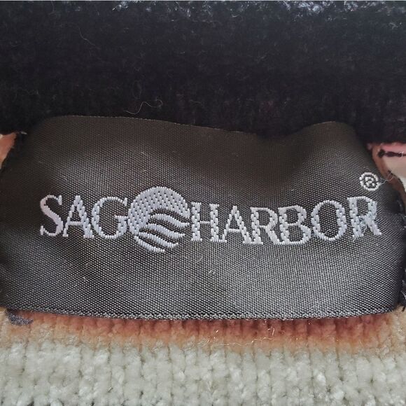 🔹️Sag Harbor Black, Cream, & Red Striped Ultra Soft Long Sleeve Sweater XLarge - Picture 7 of 9